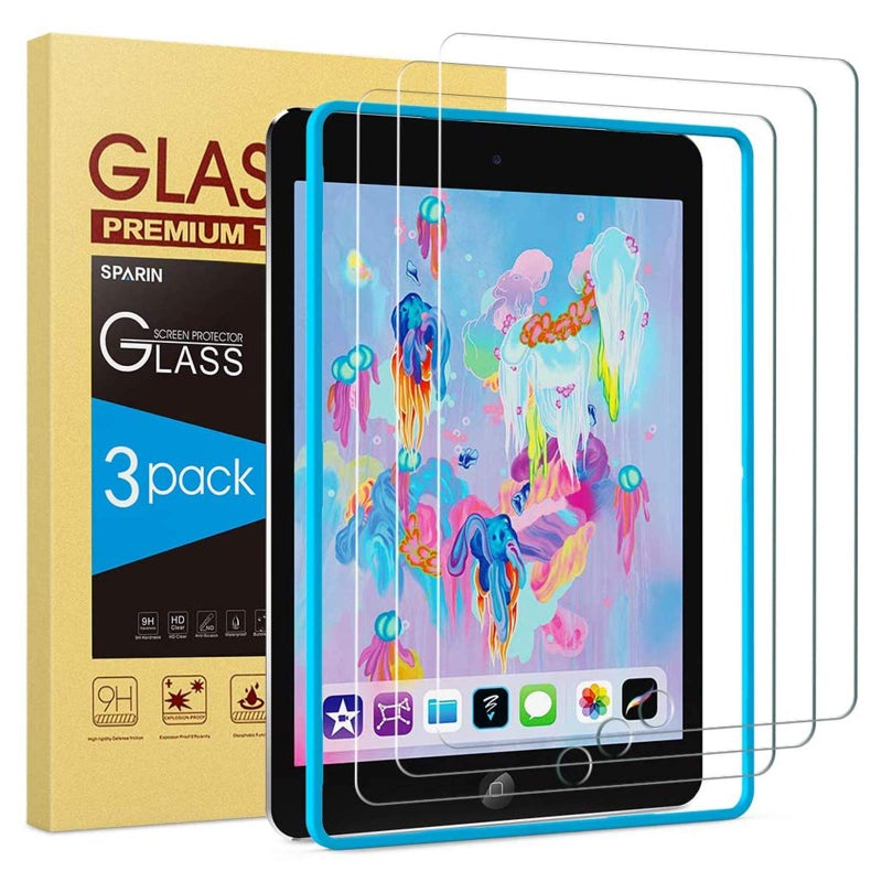 SPARIN 3 Pack Glass Screen Protector Compatible with iPad 6th 5th Generation 9.7 inch/iPad Air 2, Tempered Glass, Alignment Frame - Image 1